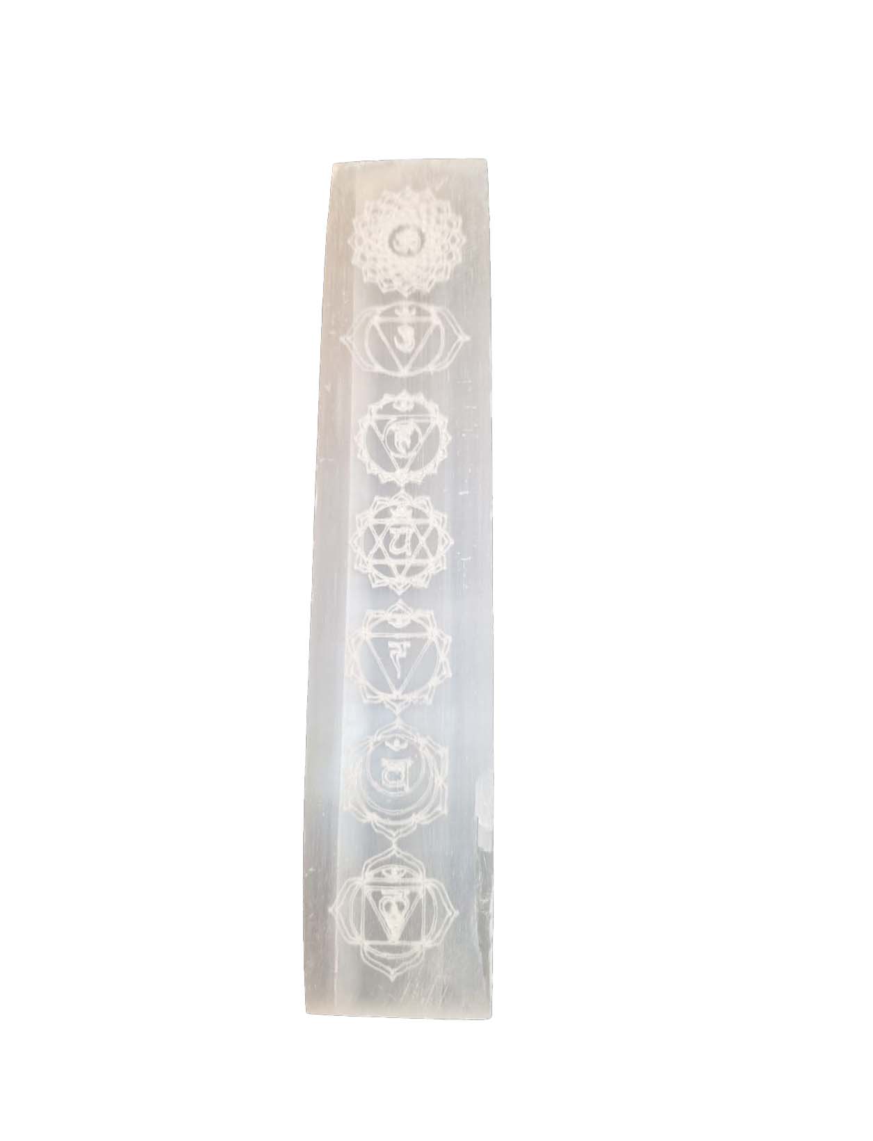 Luna Energy Infused Selenite 20cm Chakra Symbol Ruler