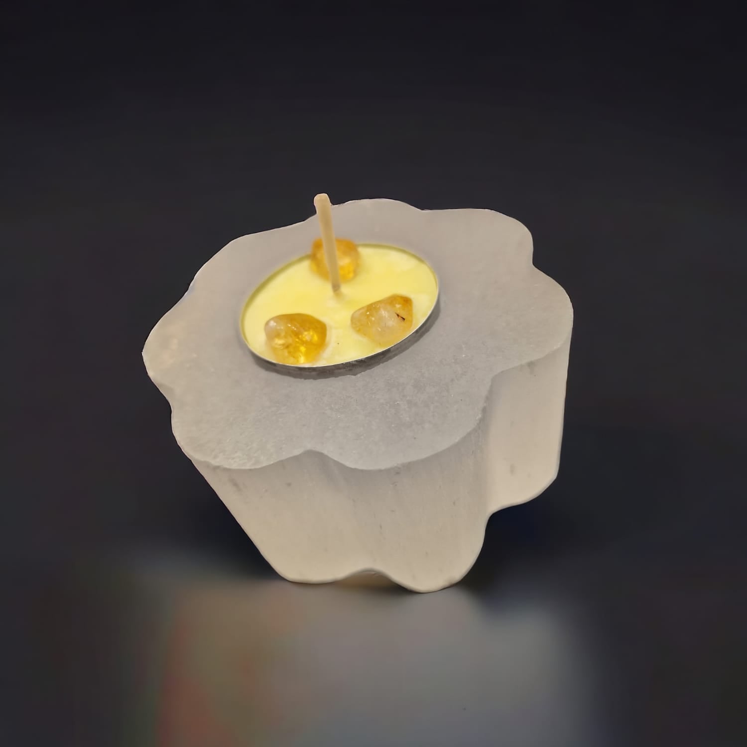 GeoFossils Selenite Flower Shape Tealight Holder