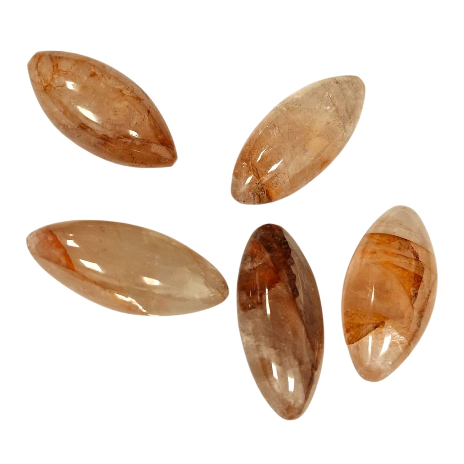 GeoFossils Hematoid Quartz Shiva Lingham, a fiery red and clear crystal for transformation, grounding, and balanced empowerment.