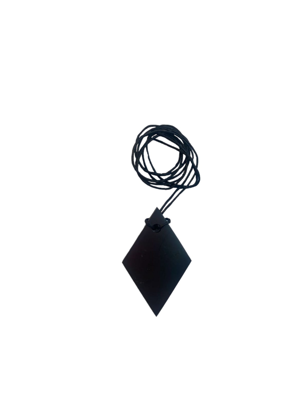 GeoFossils Diamond Shungite Black Pendant with Cotton Cord