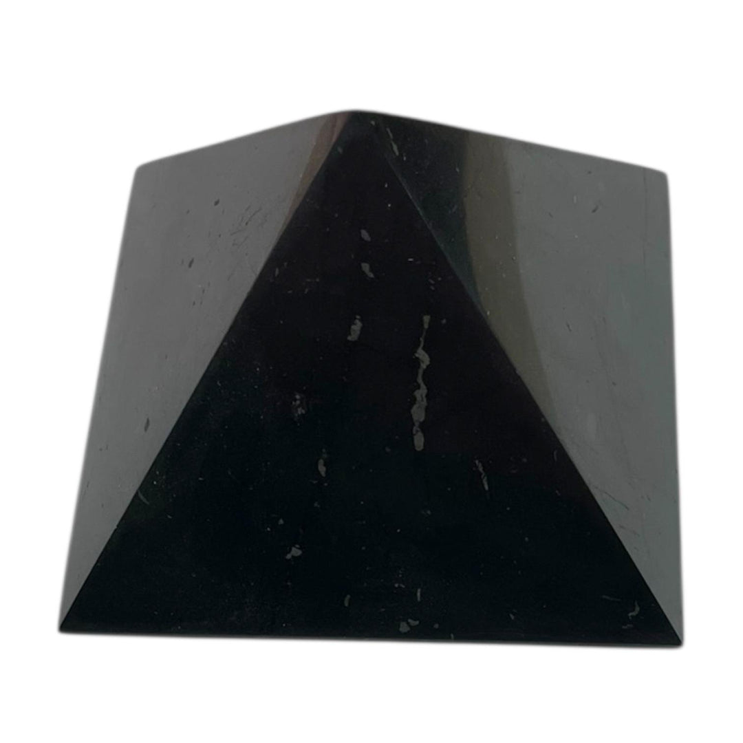 Black Shungite pyramid 70mm – sacred geometry tool for Root Chakra and energy alignment