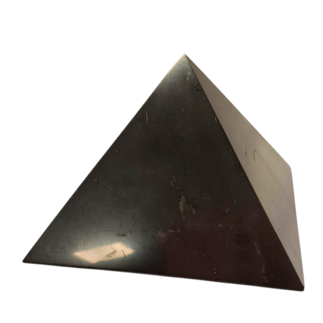 110mm Shungite pyramid – large polished crystal for grounding and EMF protection
