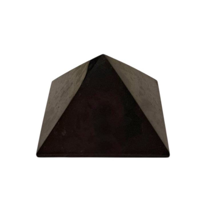 Shungite 50mm Pyramid, polished shungite pyramid for protection, grounding, and EMF shielding