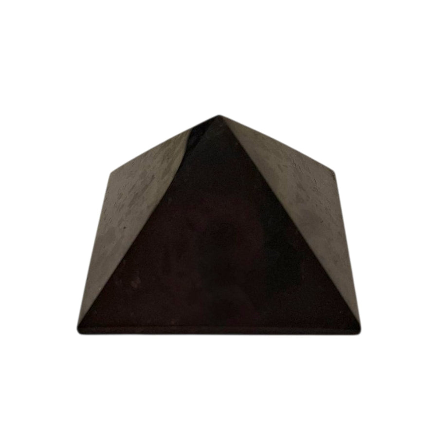 Shungite 50mm Pyramid, polished shungite pyramid for protection, grounding, and EMF shielding