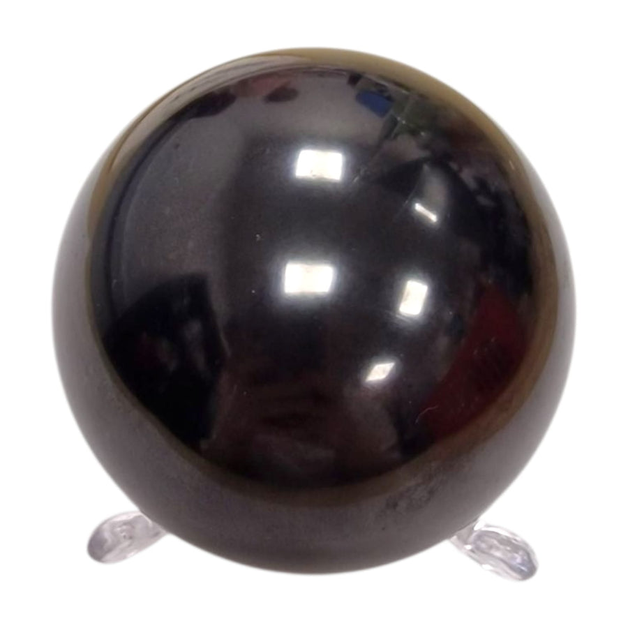 60mm Shungite sphere – medium polished black crystal for EMF protection and grounding