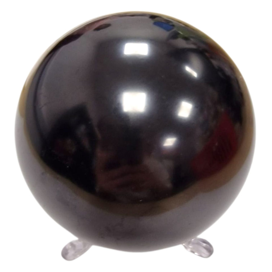 70mm Shungite sphere – polished black crystal for grounding and EMF shielding