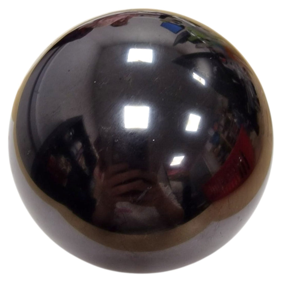 90mm Shungite sphere – large polished black crystal for grounding and EMF protection