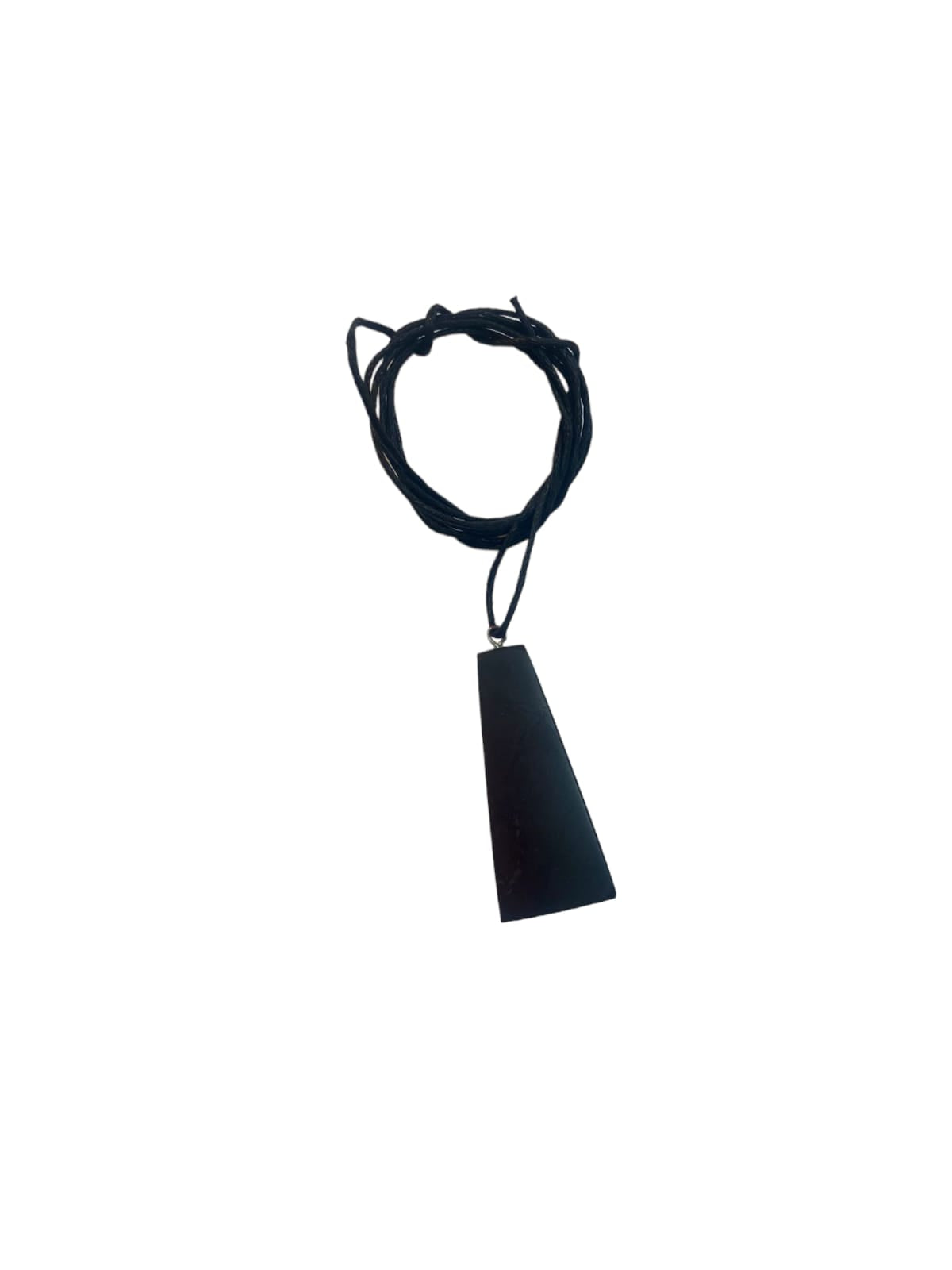 GeoFossils Trapezoid Shungite Black Pendant with Cotton Cord