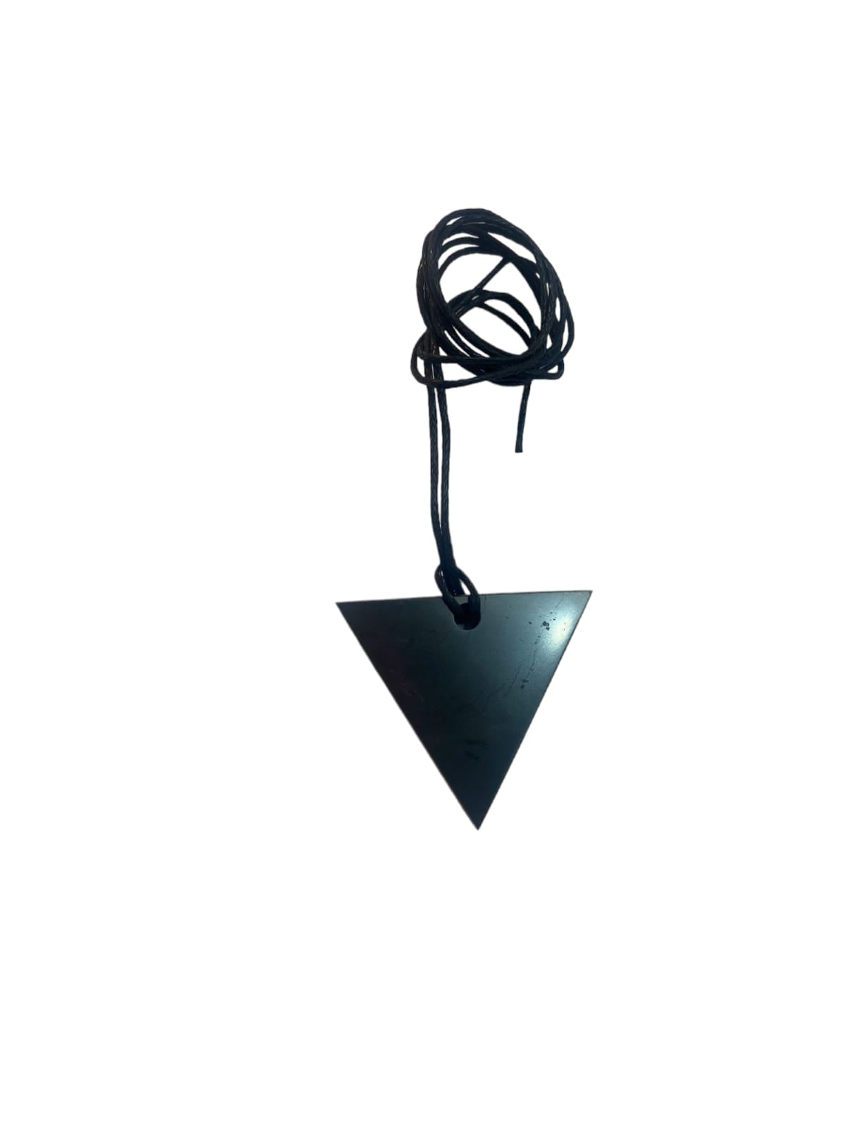 GeoFossils Triangle pointing down Shungite Black Pendant with Cotton Cord