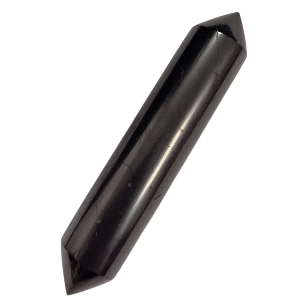GeoFossils Double Terminated Shungite Massage Wand – black carbon-rich crystal wand for EMF protection, energetic detox and directional healing