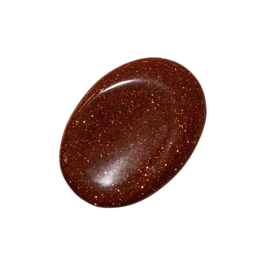 Red Goldstone Thumb Stone by GeoFossils – smooth, oval stone with a GeoFossils Red Goldstone Thumbstone – sparkling copper-infused crystal for motivation, positivity, and confidence – smooth polished worry stone.