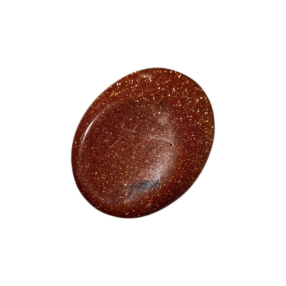 GeoFossils Red Goldstone Thumbstone – sparkling copper-infused crystal for motivation, positivity, and confidence – smooth polished worry stone.