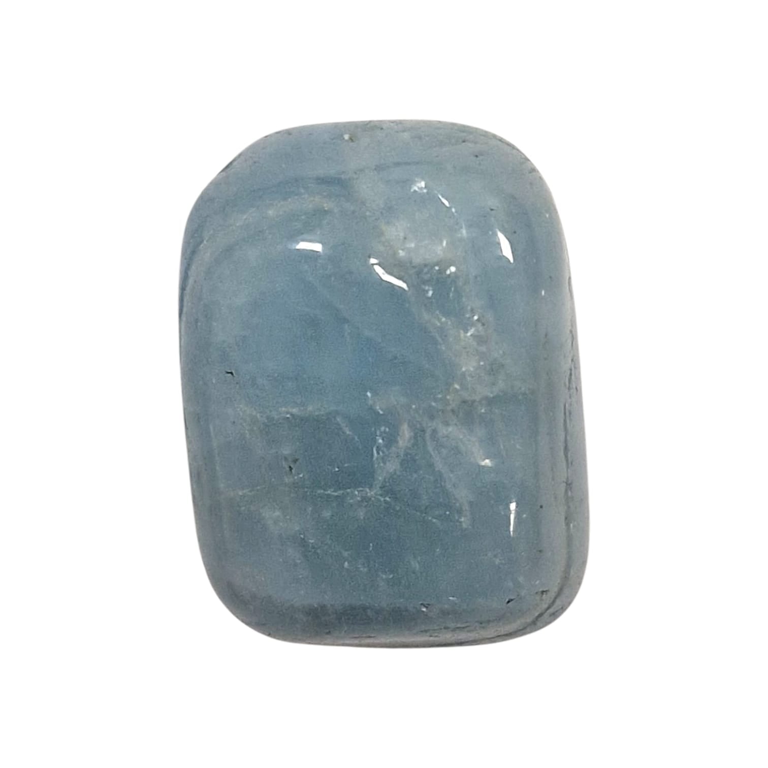 GeoFossils Aquamarine Tumble Stone AA Grade, a high-quality blue crystal for calm, clarity, and compassionate communication.