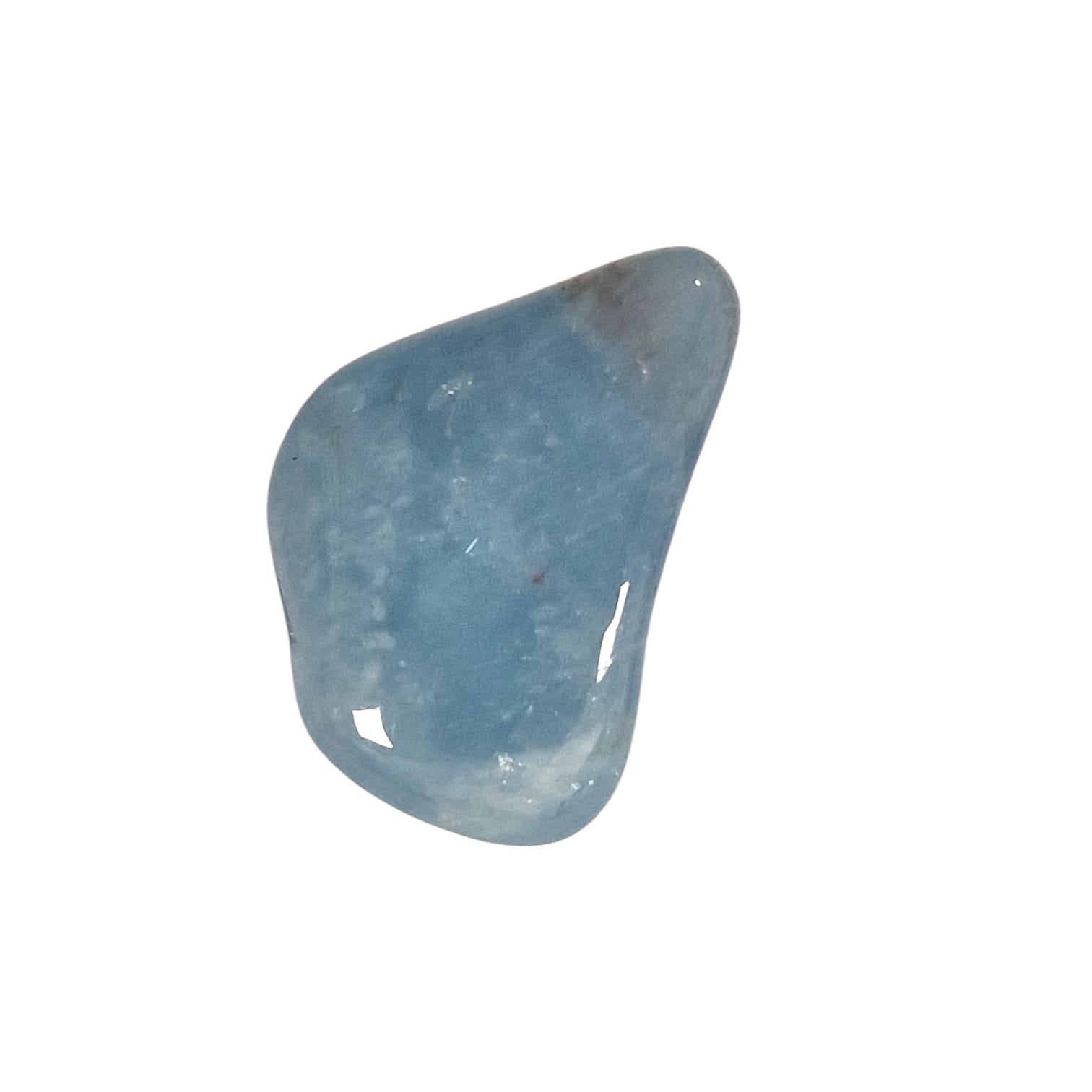 GeoFossils Aquamarine Tumble Stone AA Grade, a high-quality blue crystal for calm, clarity, and compassionate communication.
