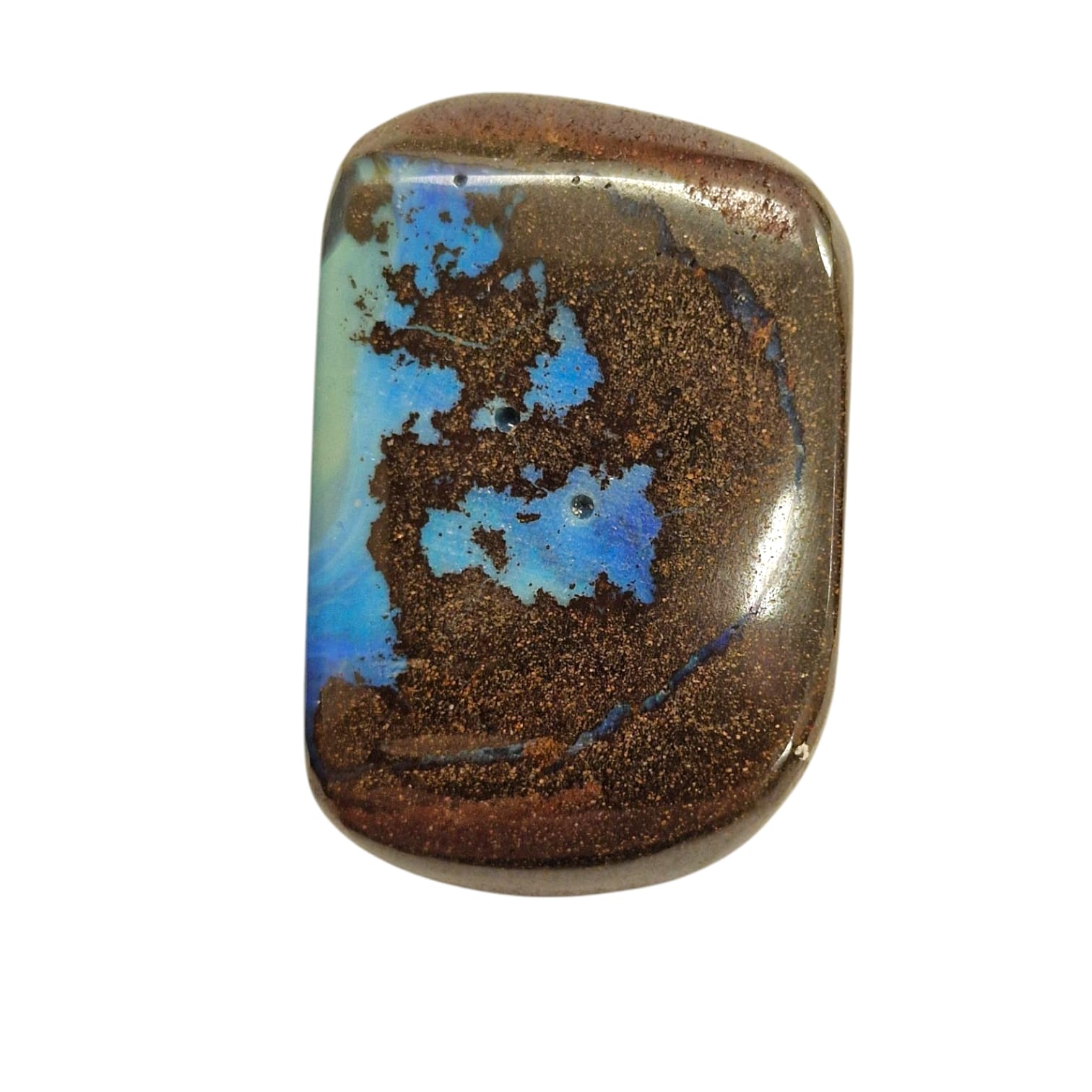 GeoFossils Boulder Opal Tumble Stone, a radiant crystal with earthy tones and flashes of colour for balance, intuition, and creativity.