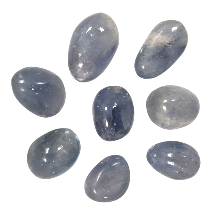 GeoFossils Celestite Tumble Stone, a soft sky-blue crystal for peace, clarity, and divine connection.