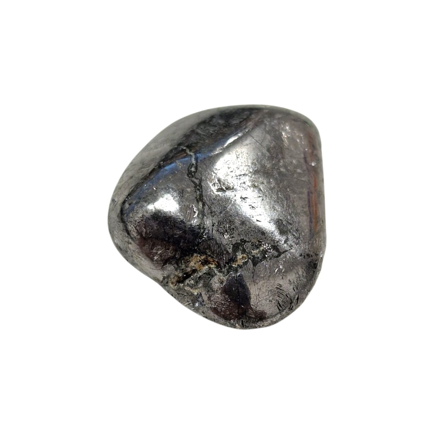 GeoFossils Galena Tumble Stone, a dense silvery-grey crystal for grounding, protection, and emotional resilience.