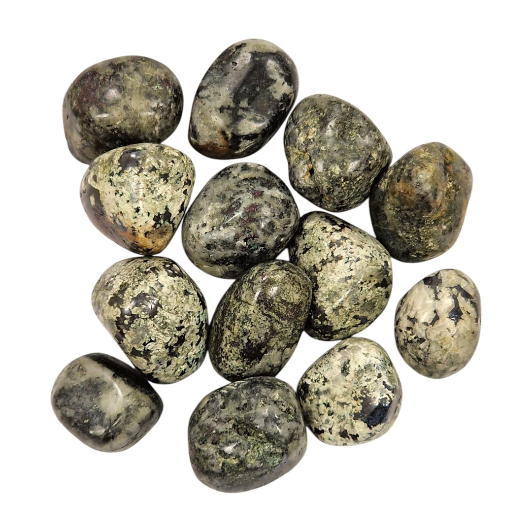 Glaucophane with Garnet Tumble Stone – Rare from the Alps – polished tumble stone for crystal healing and meditation