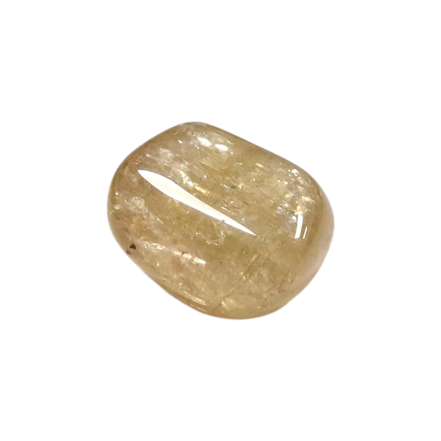 GeoFossils Golden Apatite Rare Tumble Stone, a glowing yellow crystal for motivation, manifestation, and personal power.