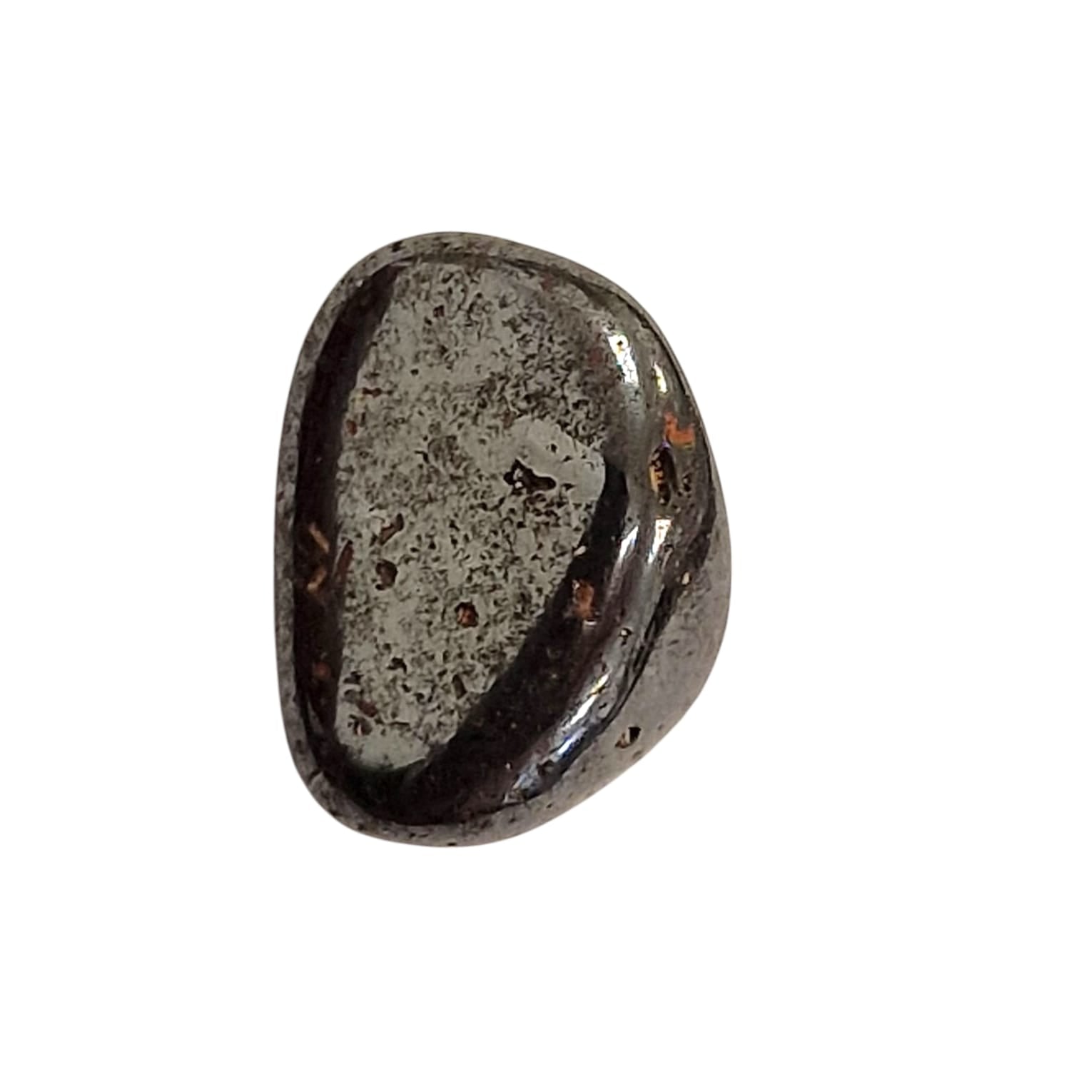 GeoFossils Magnetite Tumble Stone, a metallic black grounding crystal for balance, protection, and energetic alignment.