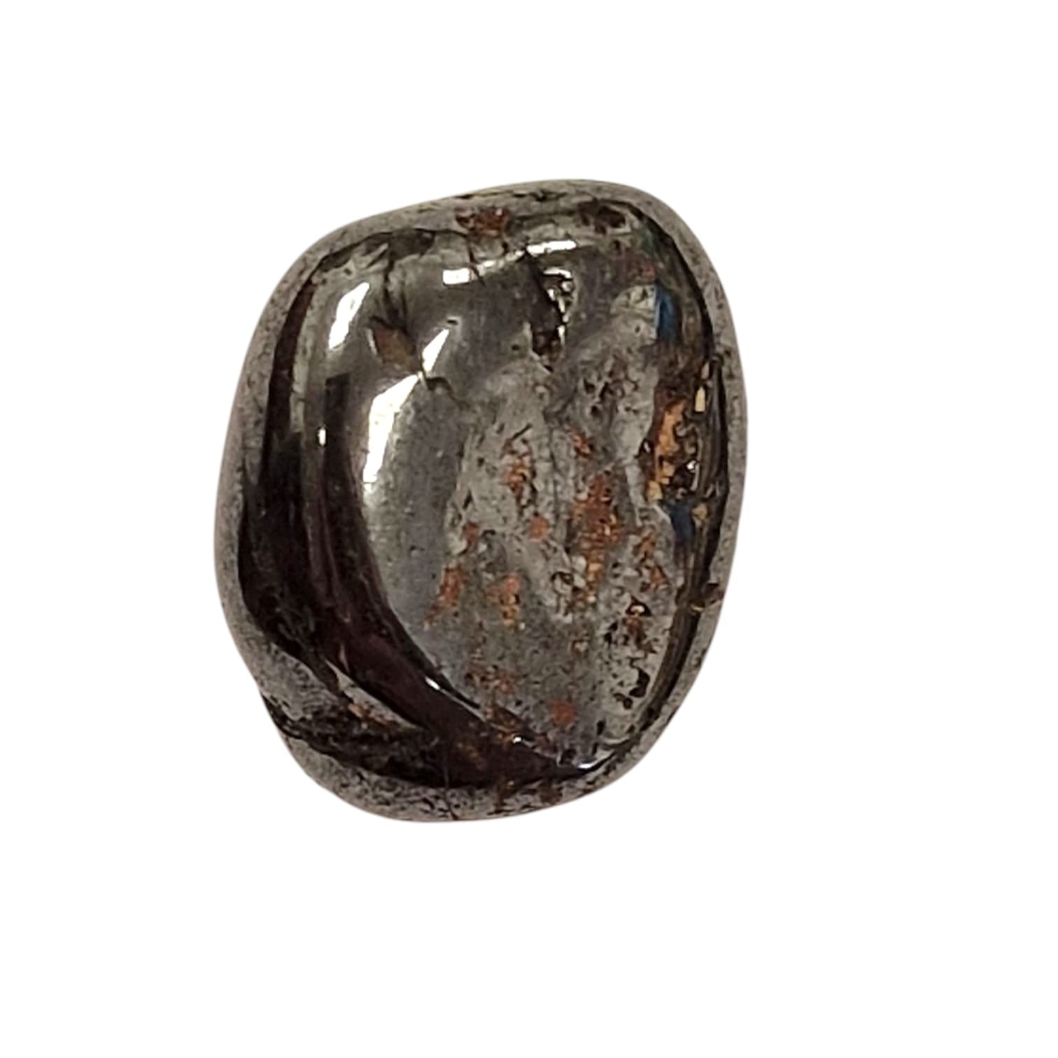 GeoFossils Magnetite Tumble Stone, a metallic black grounding crystal for balance, protection, and energetic alignment.