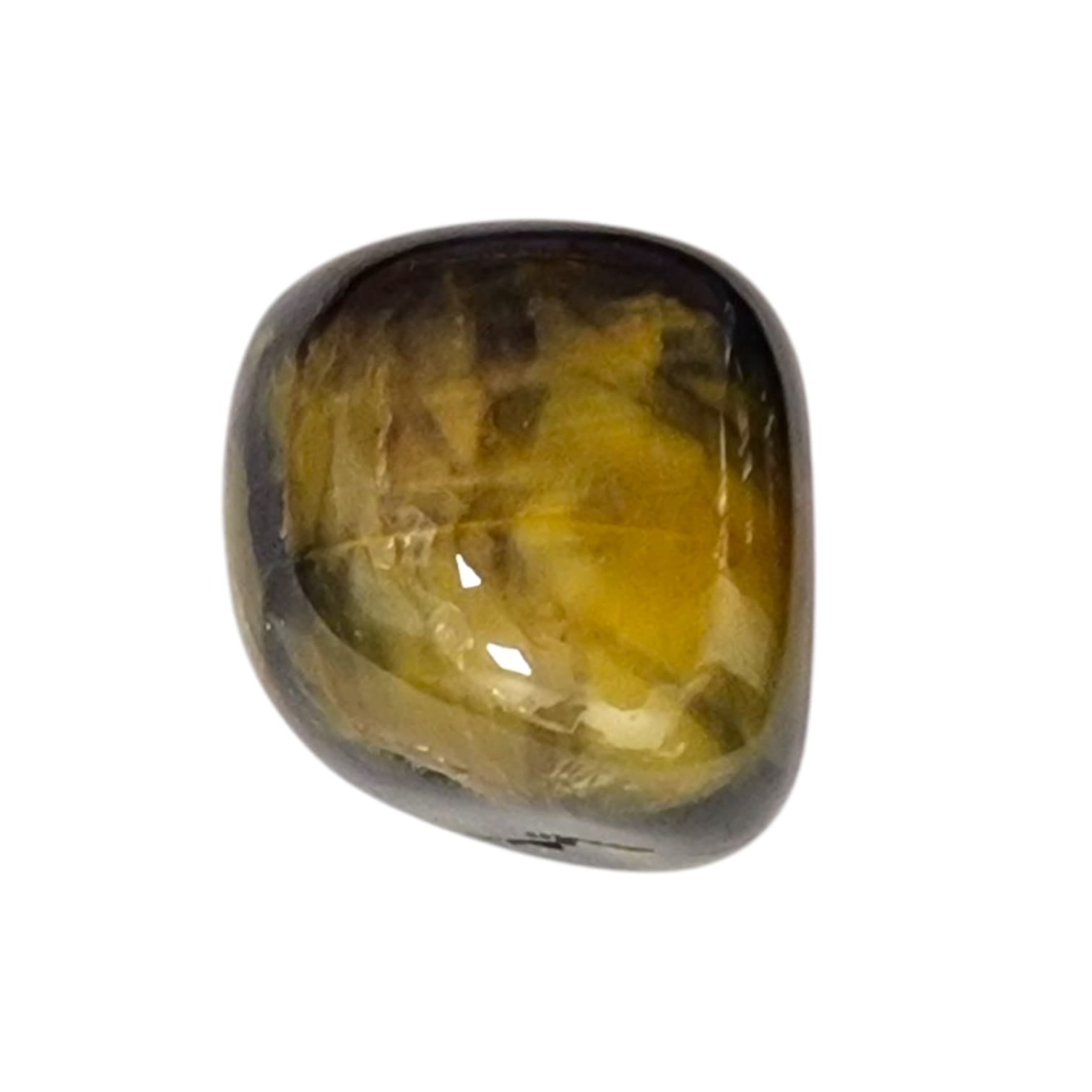 GeoFossils Nellite Tumble Stone, a rare blend of Tiger’s Eye and Pietersite for strength, insight, and transformational energy.