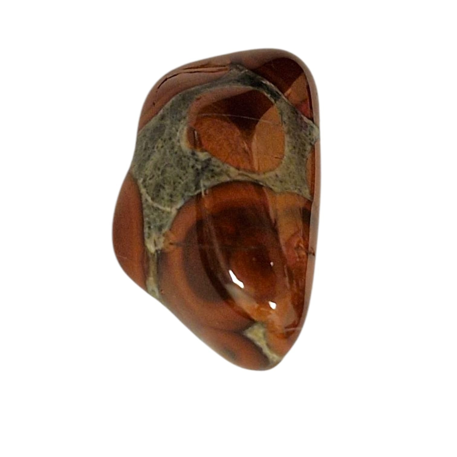 GeoFossils Peanut Obsidian Tumble Stone, a rare Perlite-based volcanic glass with hematite-stained feldspar inclusions for grounding and emotional transformation.