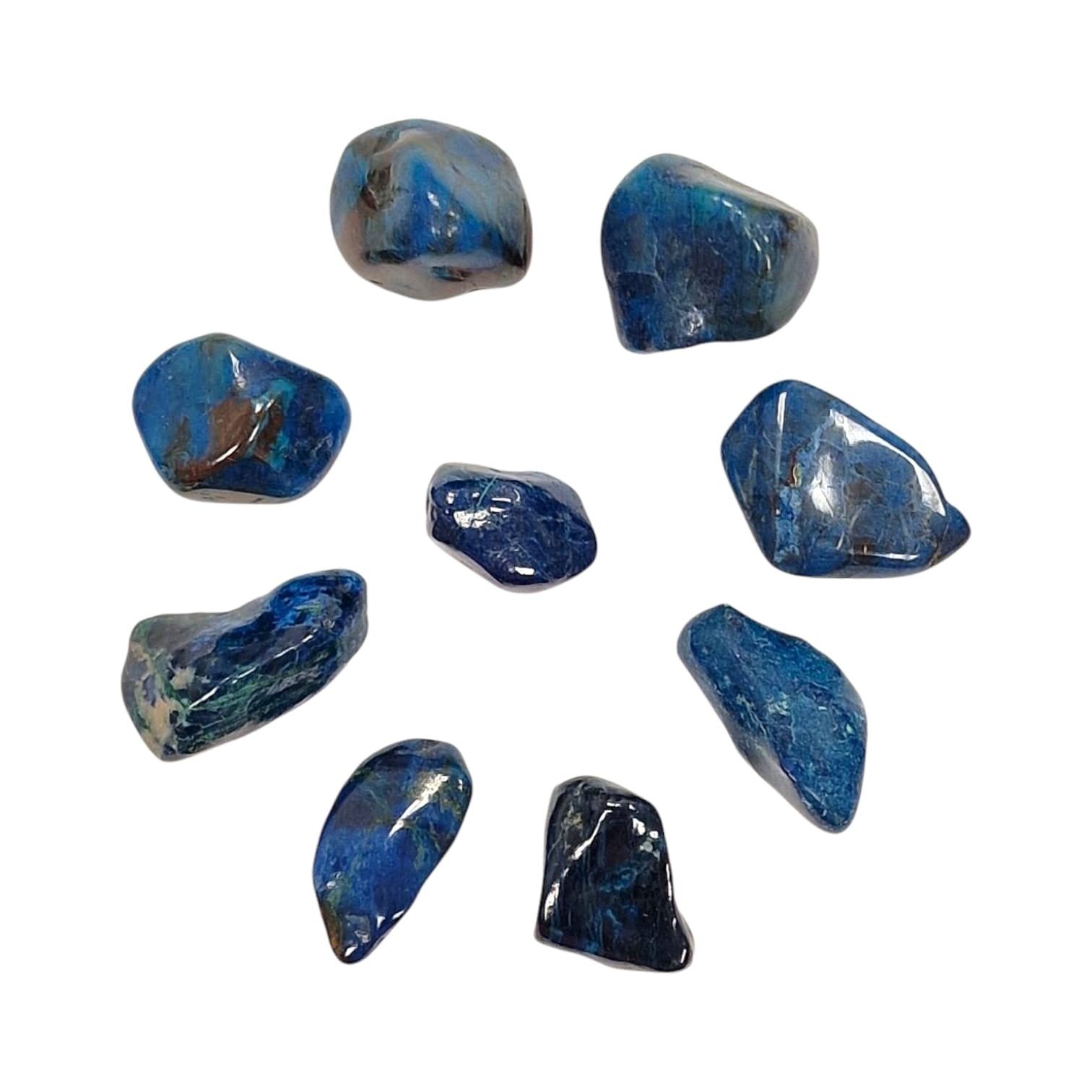 GeoFossils Shattuckite Rare Tumble Stone, a deep blue crystal for truth, intuition, and spiritual communication.