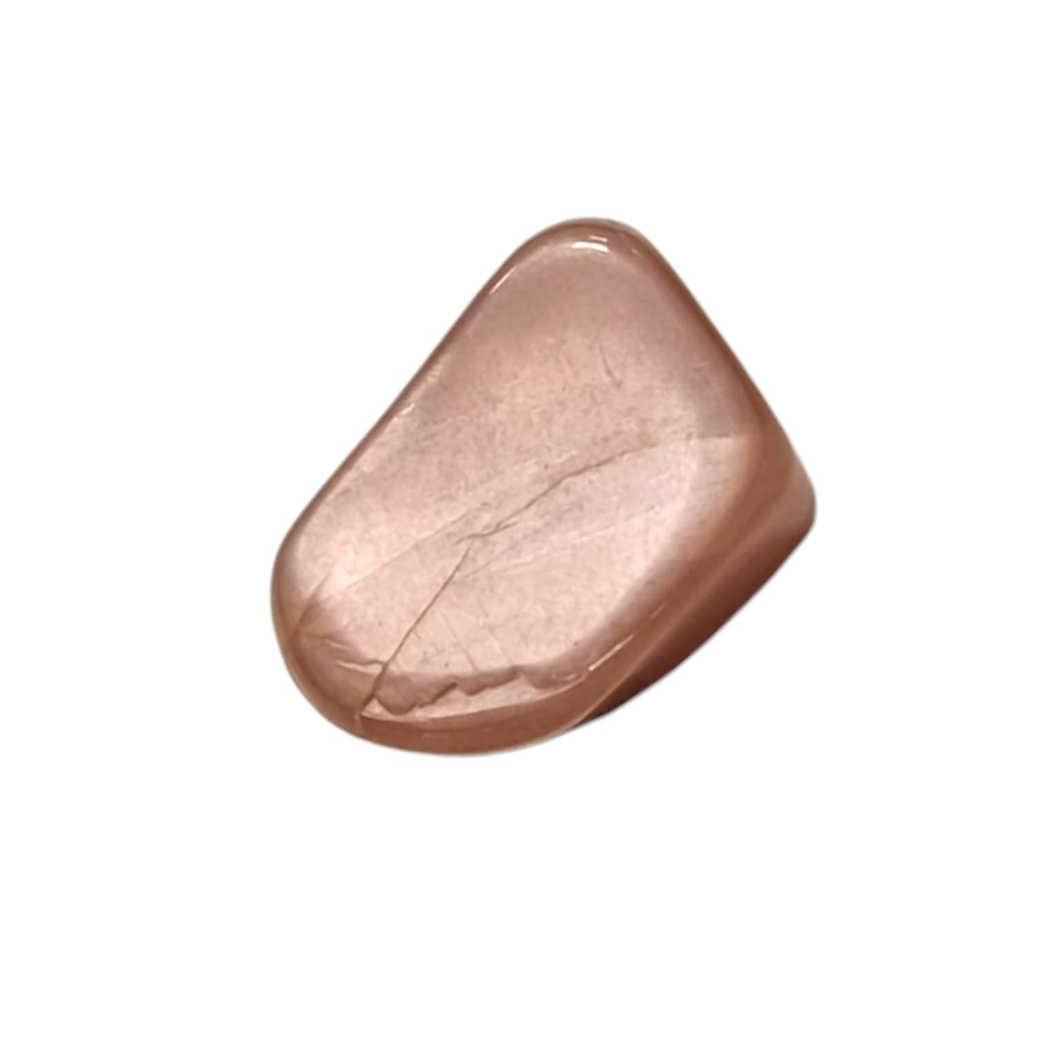 GeoFossils Tanzanian Moonstone Tumble Stone with amazing schiller, a luminous feldspar crystal for emotional healing and intuitive awakening.