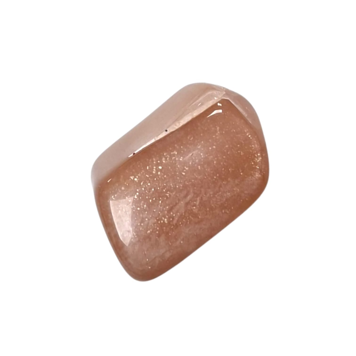 GeoFossils Tanzanian Moonstone Tumble Stone with amazing schiller, a luminous feldspar crystal for emotional healing and intuitive awakening.