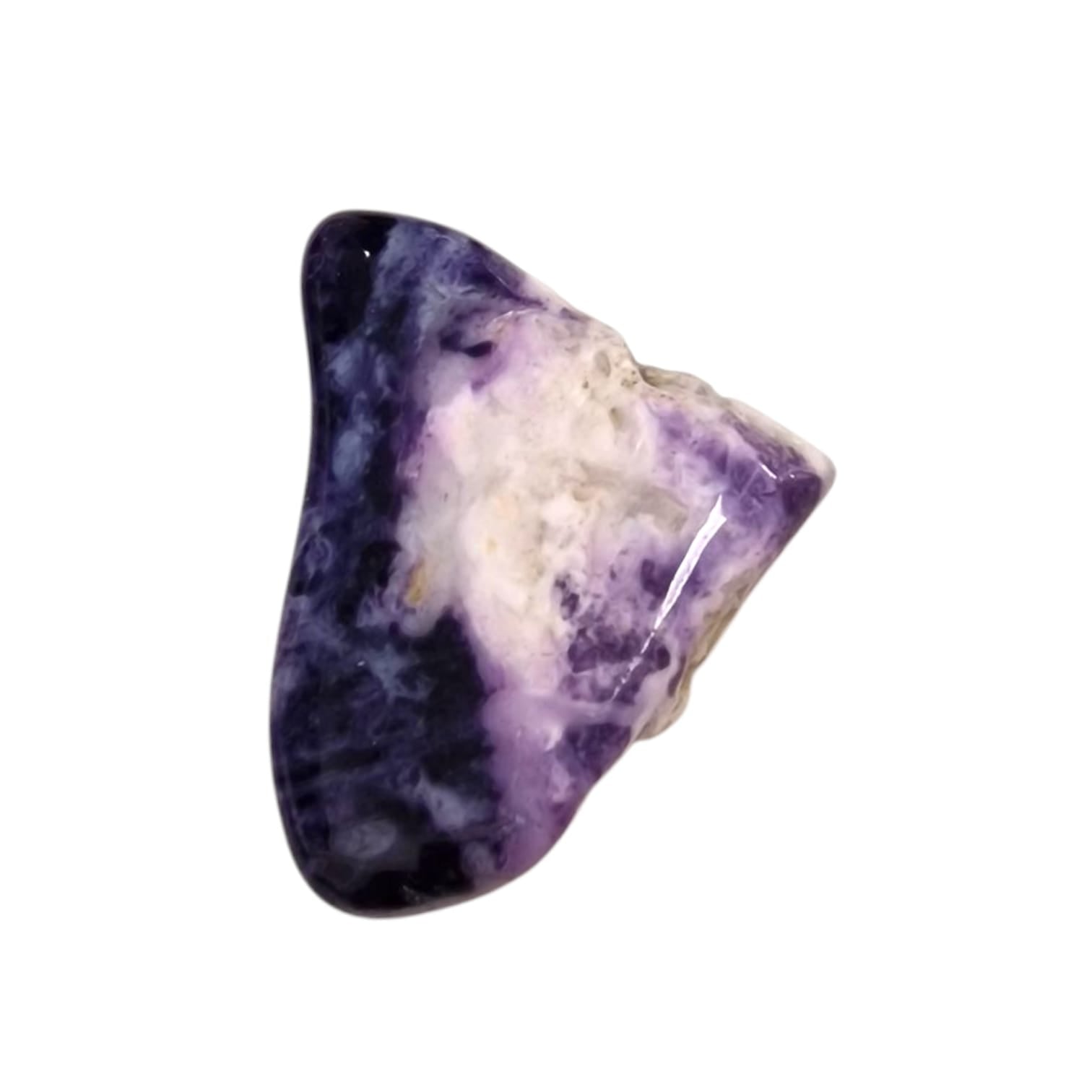 GeoFossils Tiffany Stone Tumble Stone, a rare opalised fluorite crystal with purple and cream swirls, enhancing intuition and spiritual clarity.