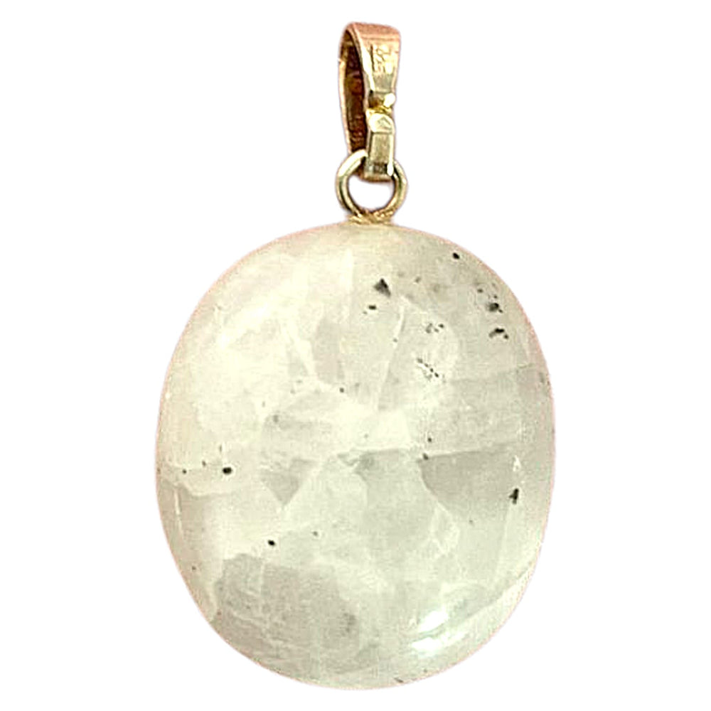 White Moonstone pendant with pearly glow set in hallmarked sterling silver – crystal necklace for new beginnings, intuition and emotional balance