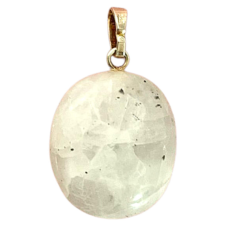 White Moonstone pendant with pearly glow set in hallmarked sterling silver – crystal necklace for new beginnings, intuition and emotional balance