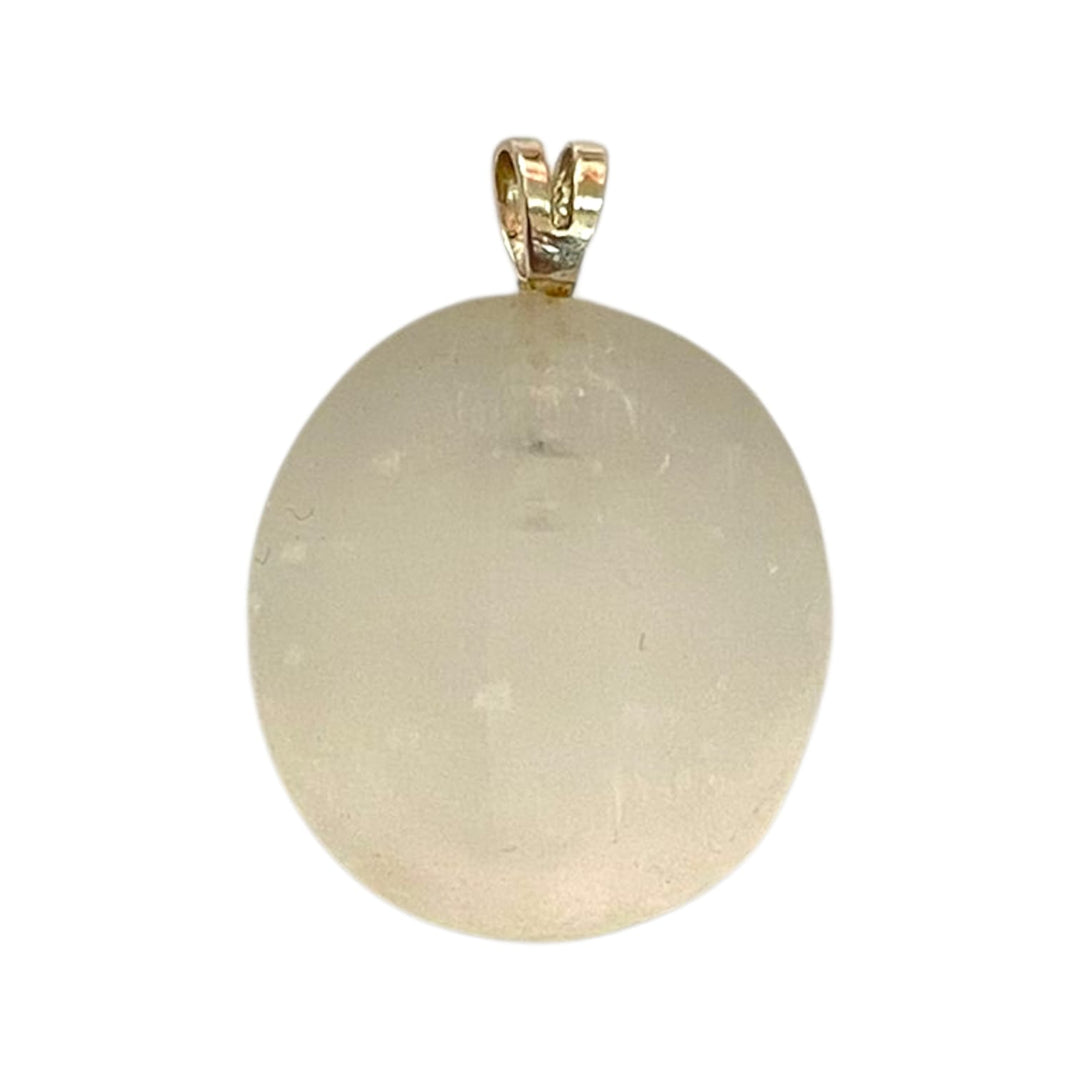 White Selenite pendant with pearlescent sheen set in hallmarked sterling silver – crystal necklace for energetic cleansing, clarity and spiritual connection