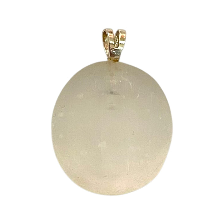 White Selenite pendant with pearlescent sheen set in hallmarked sterling silver – crystal necklace for energetic cleansing, clarity and spiritual connection