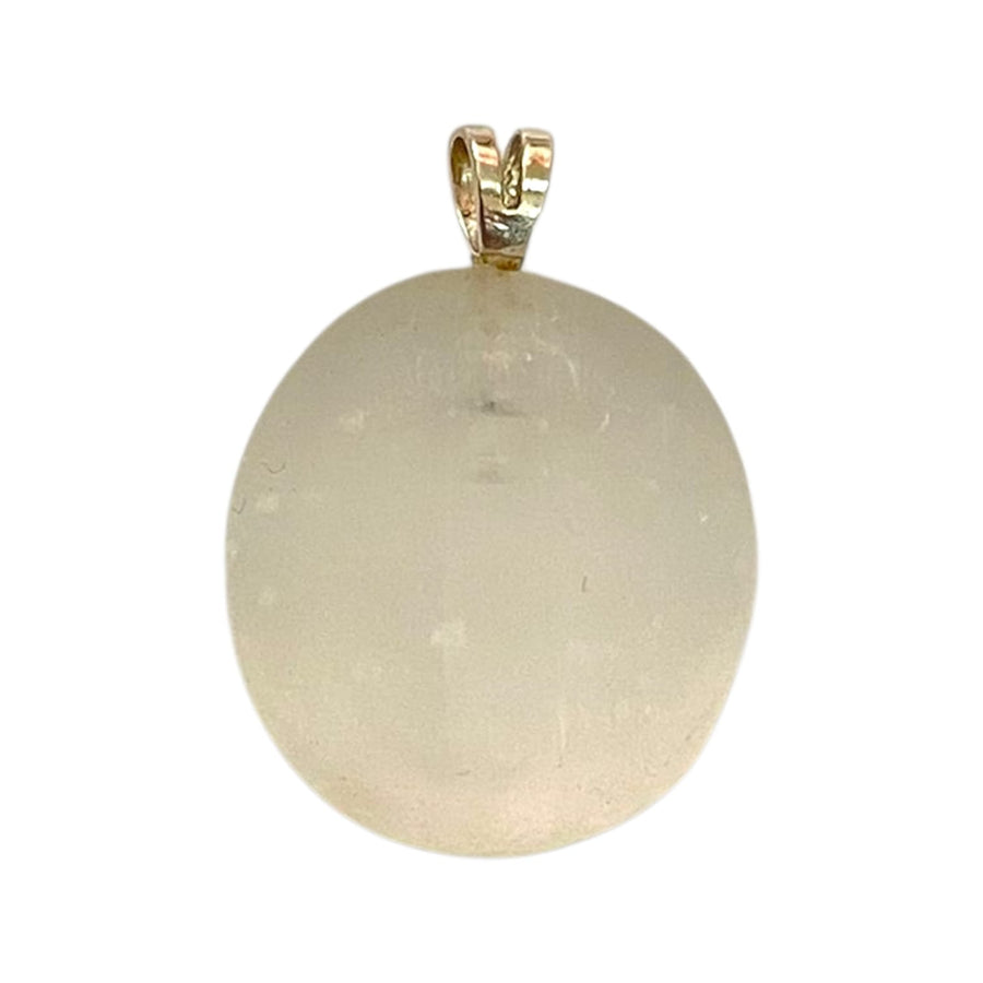 White Selenite pendant with pearlescent sheen set in hallmarked sterling silver – crystal necklace for energetic cleansing, clarity and spiritual connection
