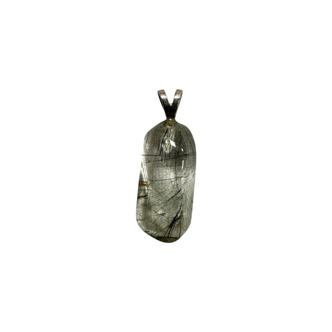 GeoFossils Actinolite Sterling Silver Pendant – Madagascan green actinolite crystal in sterling silver setting – protection and transformation jewellery – handmade in the UK.