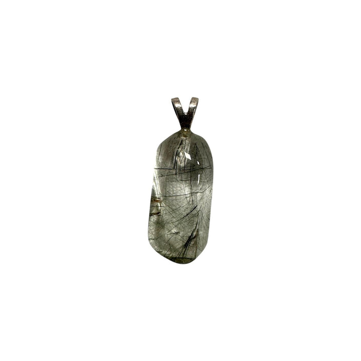 GeoFossils Actinolite Sterling Silver Pendant – Madagascan green actinolite crystal in sterling silver setting – protection and transformation jewellery – handmade in the UK.