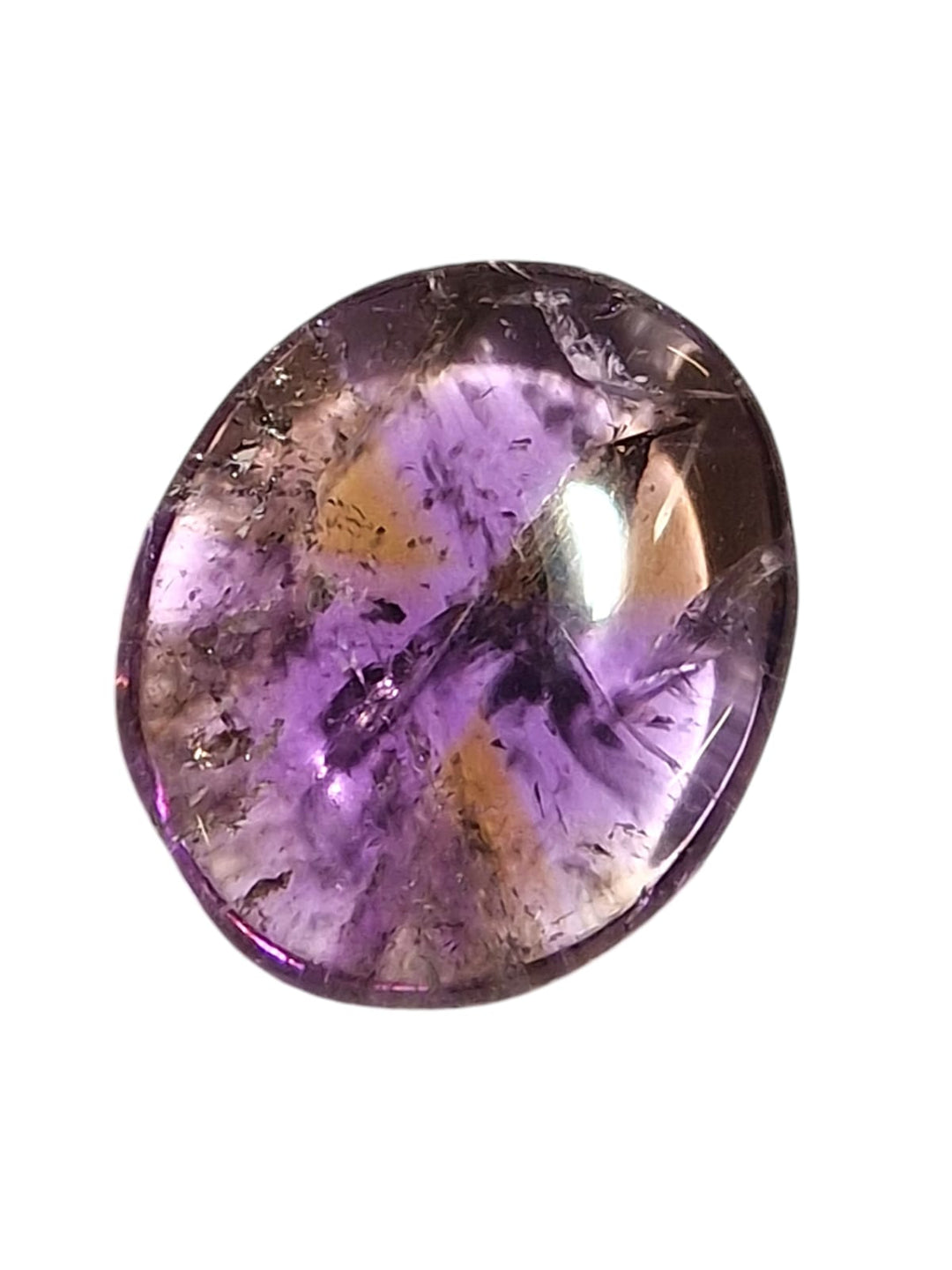  Ametrine Medium Oval – a vibrant crystal combining purple Amethyst and golden Citrine hues, known for balancing energy, enhancing creativity, and promoting clarity and confidence.