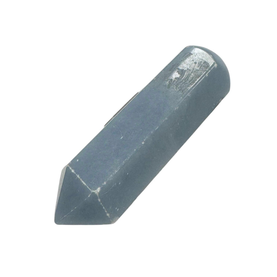 GeoFossils Angelite Massage Wand – Madagascan pale blue anhydrite crystal for peace, compassion, and spiritual connection – handmade in the UK.