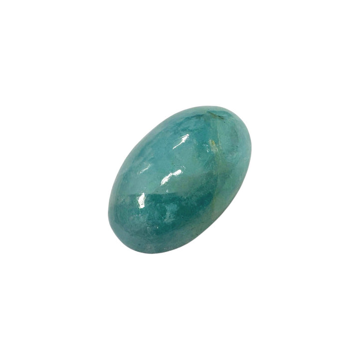GeoFossils Aquamarine Shiva Lingham – exact crystal shown, polished blue-green beryl for clarity, communication, and emotional balance.