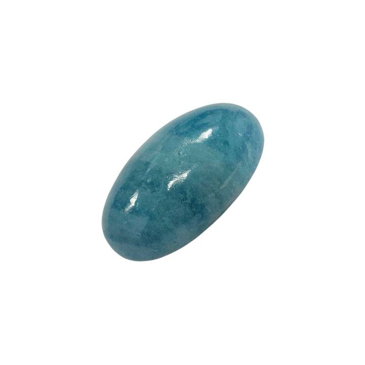 GeoFossils Aquamarine Shiva Lingham – exact crystal shown, polished blue-green beryl for clarity, communication, and emotional balance.