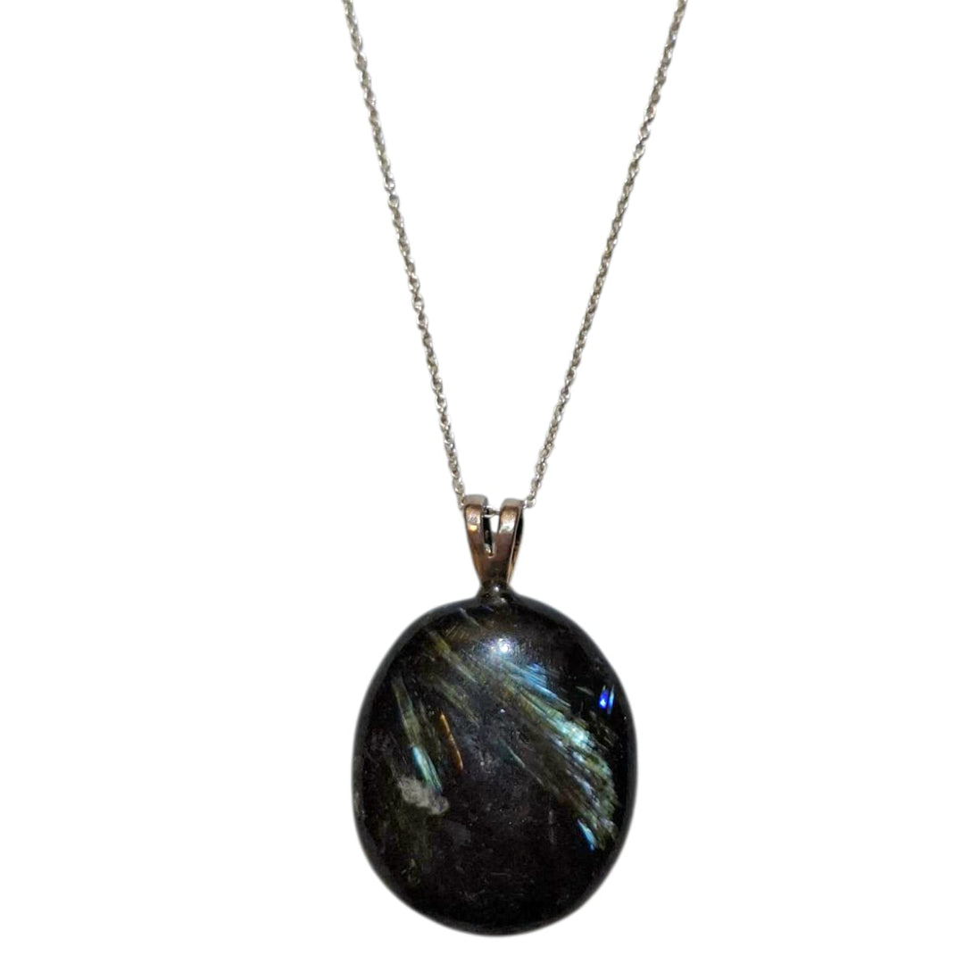 Astrophyllite pendant with golden flashes in dark stone, set in hallmarked sterling silver – celestial crystal for intuition and spiritual transformation