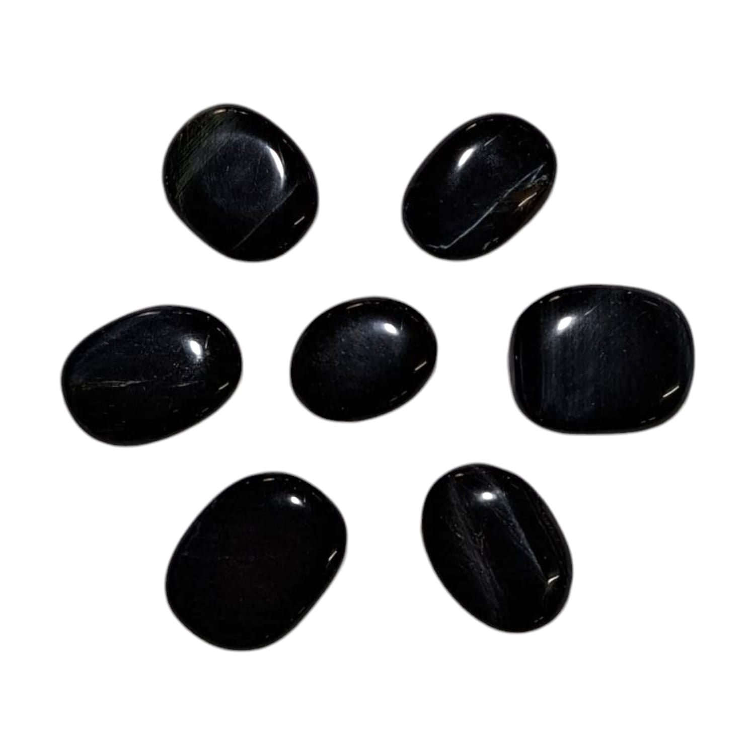 Black Obsidian Mini Oval by GeoFossils – smooth, reflective black stone perfect for protection, grounding, and connecting with the Root Chakra.