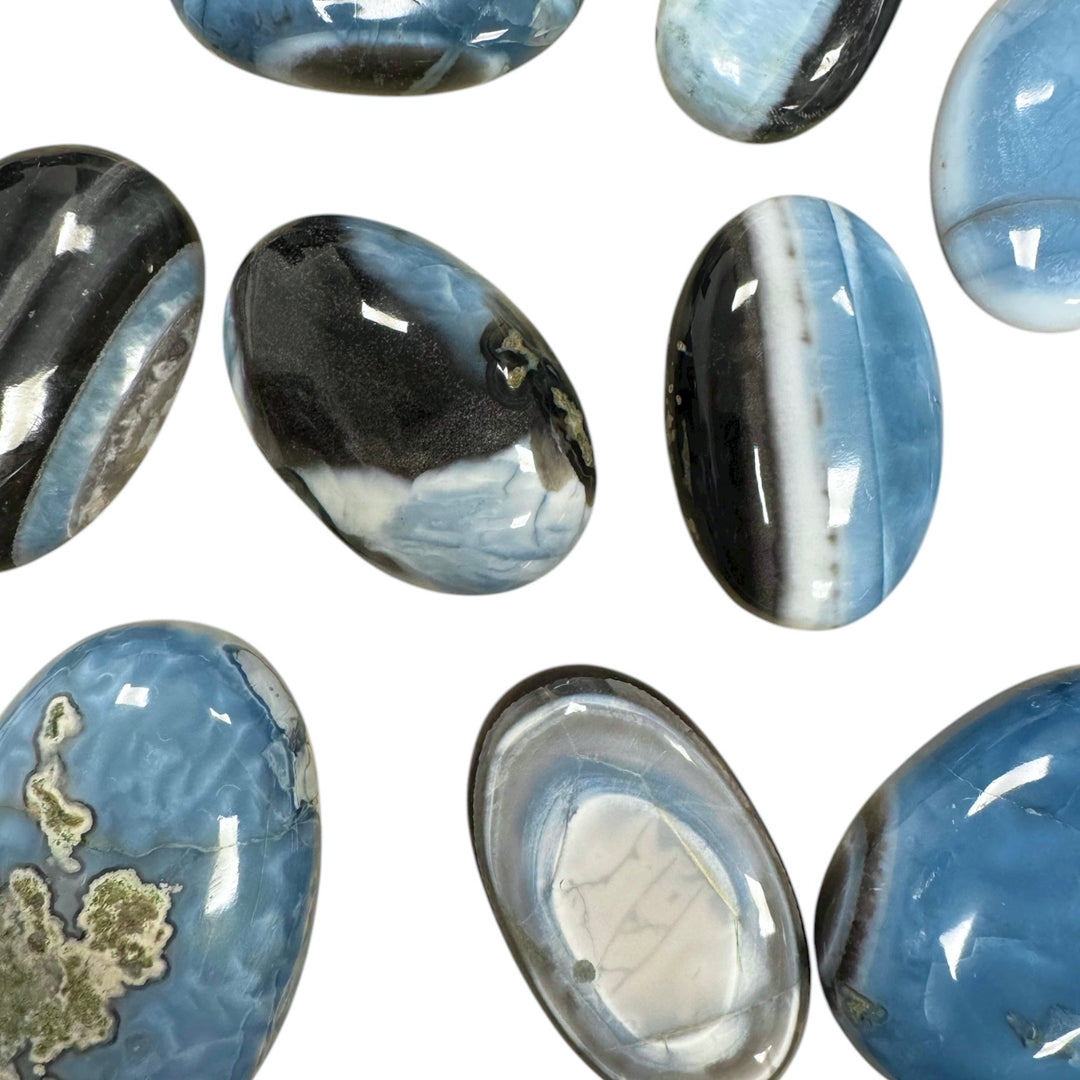 Polished Palm Stone in Owyhee Blue Opal