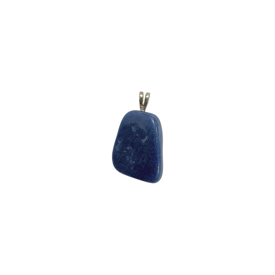 GeoFossils Blue Quartz Sterling Silver Pendant – Madagascan blue quartz crystal in sterling silver setting – calming and clarity jewellery – handmade in the UK.