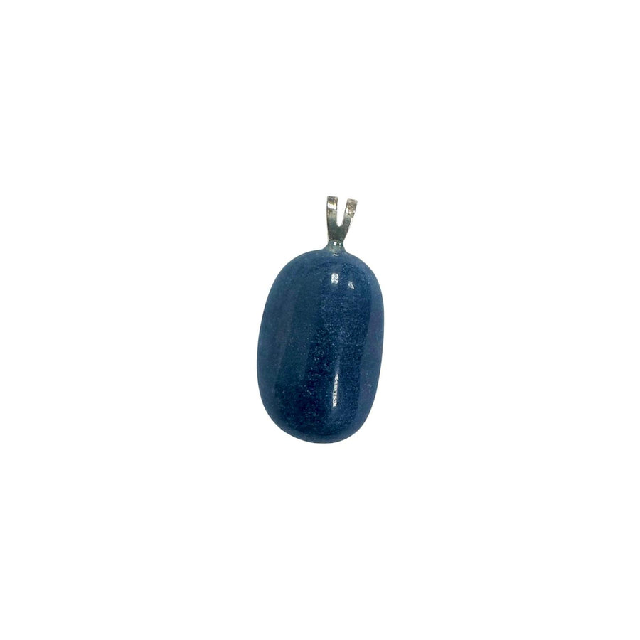 GeoFossils Blue Quartz Sterling Silver Pendant – Madagascan blue quartz crystal in sterling silver setting – calming and clarity jewellery – handmade in the UK.