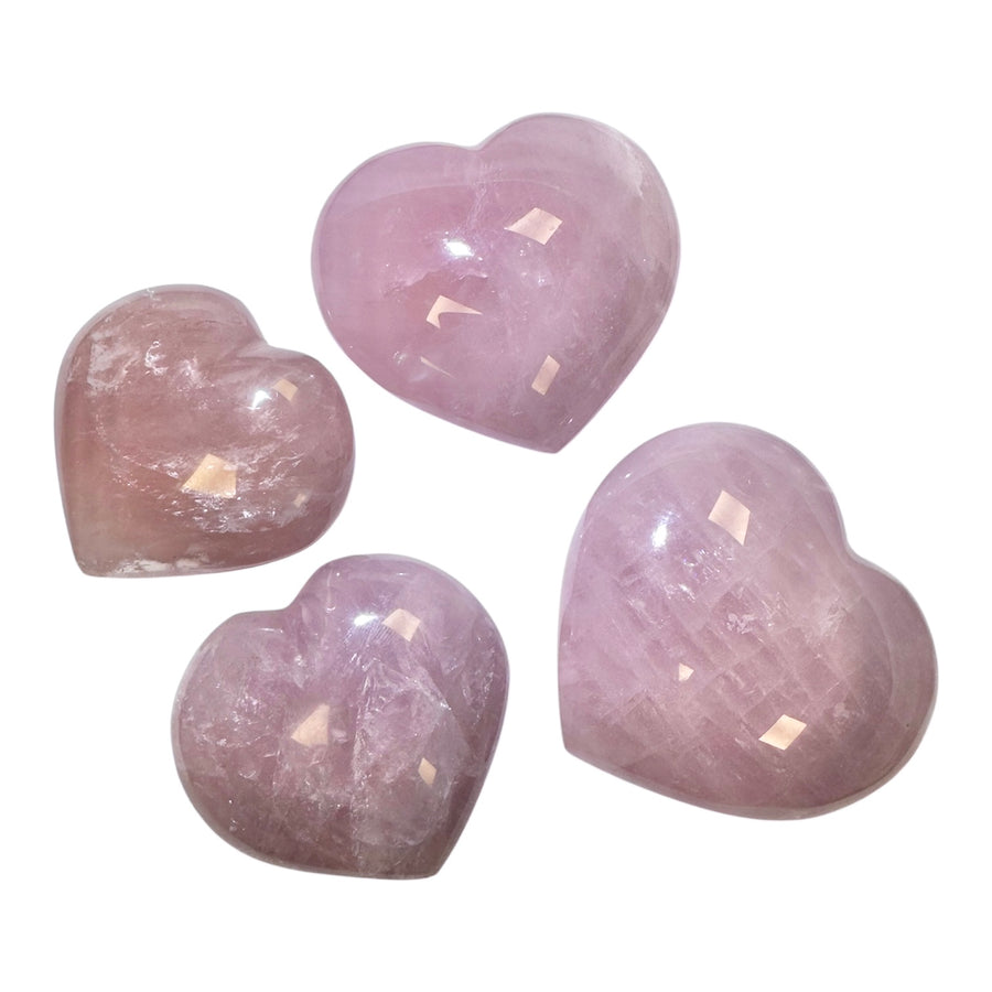 GeoFossils Blue Rose Quartz Hearts – Madagascan blue-pink quartz crystal hearts for love, clarity, and calm communication, hand-carved gemstone hearts made in the UK.