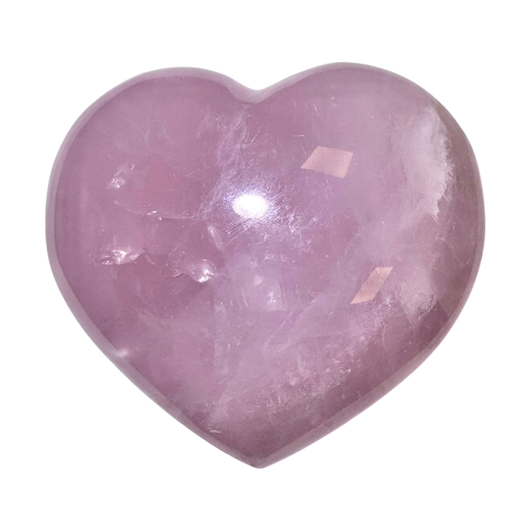 GeoFossils Blue Rose Quartz Hearts – Madagascan blue-pink quartz crystal hearts for love, clarity, and calm communication, hand-carved gemstone hearts made in the UK.