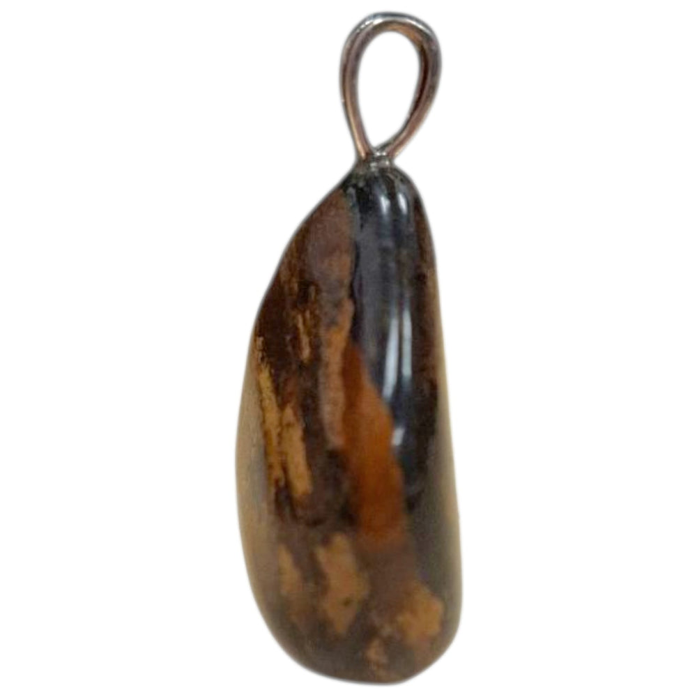 Bronzite crystal pendant with bronze shimmer set in hallmarked sterling silver – grounding and protective necklace with optional sterling chain